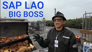 Sap Lao food & street food vendors. People waiting in Line / Fresno Hmong New Year