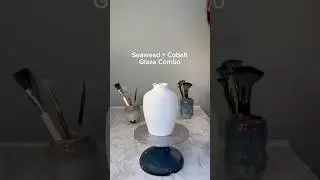 Cobalt, Seaweed and Snow glaze combination ✨ #shorts #diy #pottery#glaze #ceramics