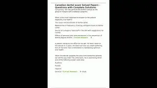 Canadian dental exam Solved Papers  Questions with Complete Solutions pdf