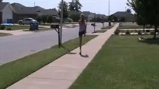 Sprinitng on sidewalk
