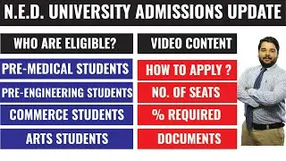 N.E.D University Admissions Complete Information I How to Apply Online I Number of Seats for N.E.D