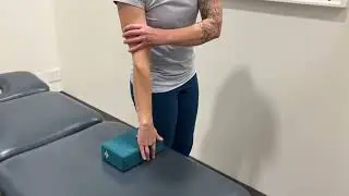 Finger extensor stretch setup step 1.