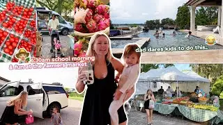 day at the farmers market & school morning routine! + dad dares the boys..