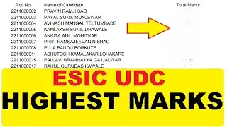ESIC UDC Result Highest Marks | Subham Sen