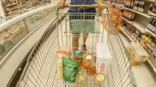 Doing shopping at the supermarket in time lapse - no copyright