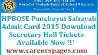 HPBOSE Panchayat Sahayak Result 2015 @ hpbose org