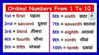 Ordinal numbers 1 to 10 / ordinal numbers Spelling / क्रमवाचक संख्या 1 से 10 तक / kids English