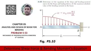 5.53 | Equations of shear and bending-moment curves and max bending moment | Mechanics of Materials