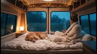 Solo Female Van Life: Sleeping in a TORRENTIAL Rain Storm with My Dog ⛈️ Ultra Cozy Safe Haven ASMR