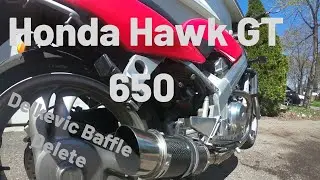 1990 Honda Hawk GT 650 Cold Start + Revs  Delkevic Slip On Exhaust NO BAFFLE Straight Pipe