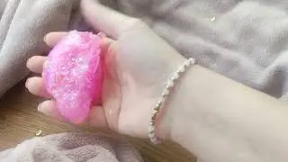 Pink slime with glass beads ASMR relax