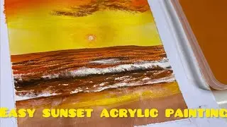 Easy sunset painting #art #painting #easypainting #beginnerarttips #beginnerarttips #oceanart 