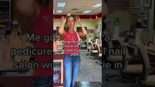 Me going to get a pedicure at the mall nail salon in 2004 with my bestie