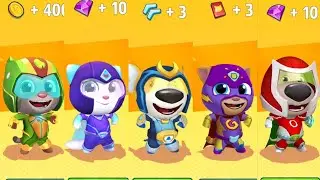 Talking Tom Hero Dash - Ben Vs Tom Vs Ginger Vs Angela Vs Hank Chasing Rakoon In Bosses Jewel Events
