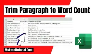 How to Trim Paragraph to Specific Words in Excel