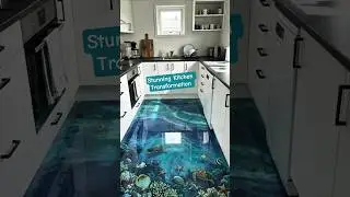 Stunning 3D Epoxy Ocean Floor in a Modern Kitchen | Sarah&rsquo;s Creativity #kitchenmakeover