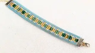 Flatmesh & Tile beads bracelet with the Shoreline Stroll Sam's Bead Box