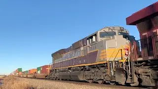 CP Heritage SD70ACu #7014!!! CP 9361 and CP 7014 lead a long CP 118 East at Indus, Alberta