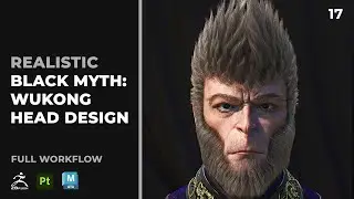 17 WUKONG BLACK MYTH HEAD DESIGN BAKING MAPS FOR TEXTURING IN ZBRUSH