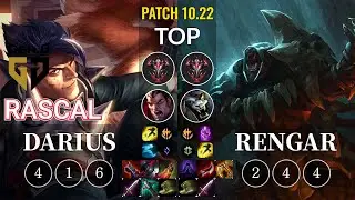 GEN Rascal Darius vs Rengar Top - KR Patch 10.22