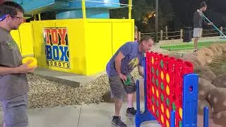 Brendan and me playing giant Connect 4 game at Toy Box Mini Golf (June 26th, 2021)