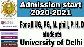 DU Admission 2020 || UG, PG, M. phill, P. H. D ||  Admissions start