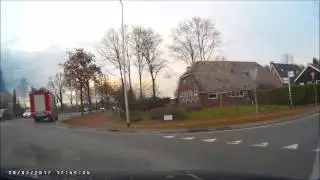 (Dashcam) Brandweer Dalfsen naar ongeval N340 28-2-17