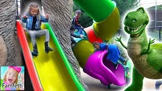 Pretend play we are in Jurassic Park | Zoo With Real Dinosaur Fossils and Fun Activities
