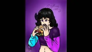 Kuu II ~ Eating Borgir🍔 #timelapseart #originalcharacter #shorts #digitalart