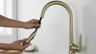 Pull Down Faucet，Revolutionize Your Kitchen with our Energy-Efficient Faucet in Brushed Gold Finish