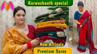 Karwachauth special premium quality MYNTRA SAREE haul Latest collection  Saree haul new Arrivals 