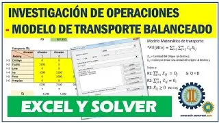Modelo de Transporte Balanceado con EXCEL y SOLVER Investigación de Operaciones Programación Lineal