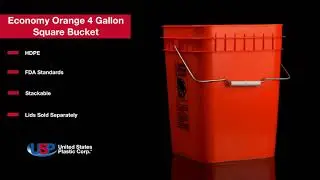 Economy Orange 4 Gallon Square Bucket | U.S. Plastic Corporation&reg;
