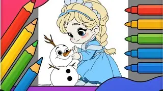 Color Little Elsa and Olaf!