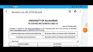 Allahabad University MA MSc Mcom second cut off 2022 |