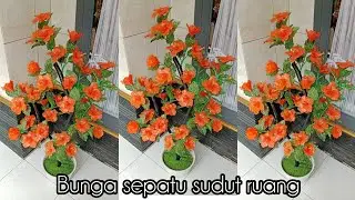 Cara membuat bunga sepatu sudut ruang dari plastik kresek