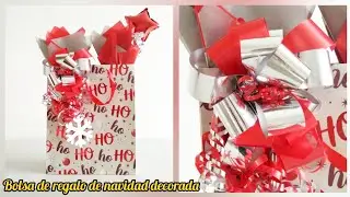 Como decorar una bolsa de regalo de navidad * bolsa de regalo de navidad decorada fácil y rápido