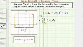 Ex 2: Evaluate a Double Integral Over a Rectangular Region to Find a Volume - f(x,y)=constant