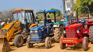 JCB 3dx Loading Mud | Eicher Trolley Accident | New Mahindra 475 Accident Fired while Work | Kubota