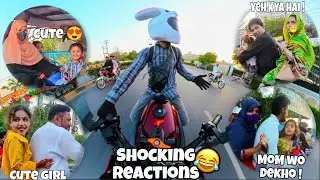 Public Shocking🤯 Reaction On Bunny Helmet Cover | Faisalabadi Rider