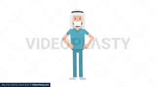 Arab Male Nurse Putting on Face Mask Stock Animation