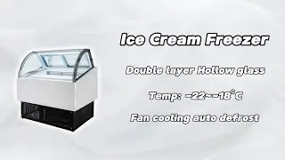Curved Glass Ice Cream Display Freezer | Commercial Ice Cream Showcase