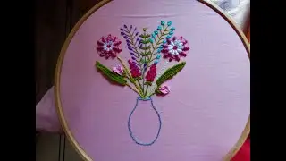 Hand embroidery/Easy Flower vase Embroidery using very simple stitches- Leisha's Galaxy.