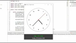 Аналоговые и цифровые часы с отображением даты и времени на Java Swing с использованием искусстве...