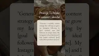 ChatGPT prompt for Content Calendar#marketing #smallbusinessbranding #follow #brandingsuccess #short