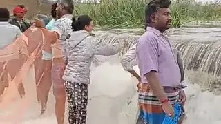koratur lake fish catching in flood