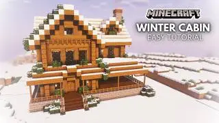 Minecraft Tutorial - How to Build a Cozy Winter Cabin Base!