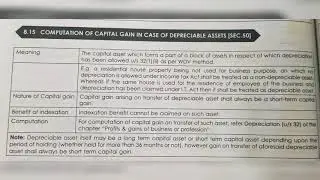 Topic-Computation of Capital Gain in Case of Depreciable Assets  [Sec - 50]  Chapter - CAPITAL GAIN