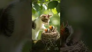 The kitten followed the sound of crying and found a lost puppy #CutePets #AnimalRescue #Heartwarming