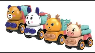 4 Take Apart Disassemble STEM Toy Trucks for Kids Boys Girls Ages 4 5 6+ Educational Cartoon Trucks